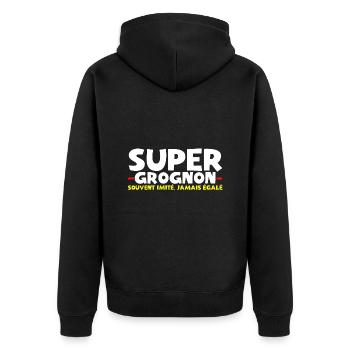 Super grumpy often imitated never equaled - Unisex Premium Organic Zip Hoodie - black - Back - Nico (187cm)