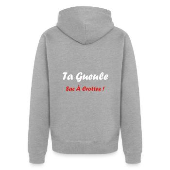 Shhh Humor Poop Bag Shut Your Mouth - Unisex Premium Organic Zip Hoodie - heather grey - Back - Nico (187cm)