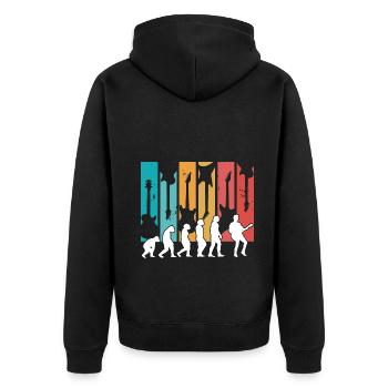 Human Evolution Guitar Band Retro Vintage - Unisex Premium Bio Zip Hoodie - Schwarz - Hinten - Nico (187cm)