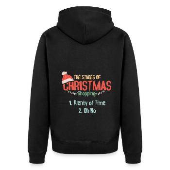 Funny Stages Of Christmas Shopping Pajama - Unisex Premium Organic Zip Hoodie - black - Back - Nico (187cm)
