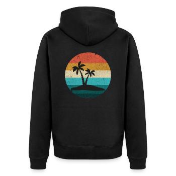 Sonnenuntergang retro - Unisex Premium Bio Zip Hoodie - Schwarz - Hinten - Nico (187cm)