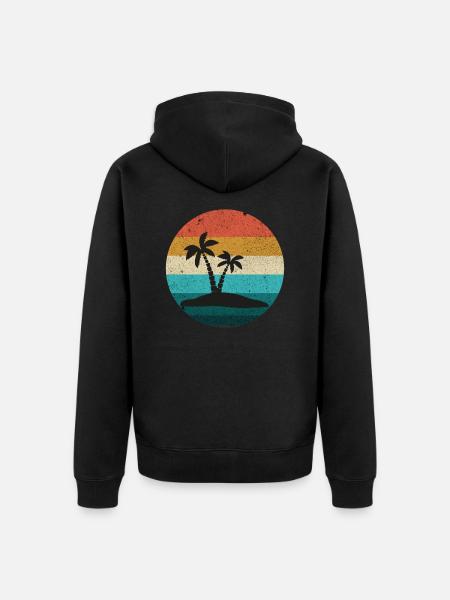 retro sunset - Unisex Premium Organic Zip Hoodie - black