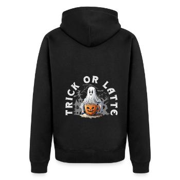 Coffee Latte Lover Ghost Halloween Spooky Season - Unisex Premium Organic Zip Hoodie - black - Back - Nico (187cm)