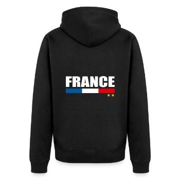 Frankreich Fußball-Europameisterschaft Frankreich - Unisex Premium Bio Zip Hoodie - Schwarz - Hinten - Nico (187cm)