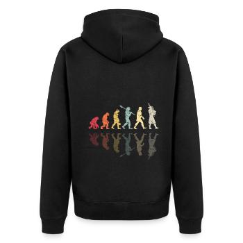 Bagpipe Evolution Woodwind Instrument - Unisex Premium Bio Zip Hoodie - Schwarz - Hinten - Nico (187cm)