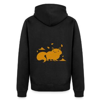 Fuchs - Tier - Zoo - Tierfreund - Naturschutz - Unisex Premium Bio Zip Hoodie - Schwarz - Hinten - Nico (187cm)