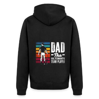 Dad The Ultimate Teamplayer Fathers Day Baseball - Unisex Premium Bio Zip Hoodie - Schwarz - Hinten - Nico (187cm)
