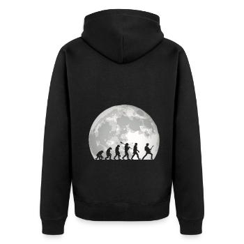 Human Evolution Guitar Band Moon Vintage Guitariste - Veste à capuche bio Premium Unisexe - noir - Dos - Nico (187cm)