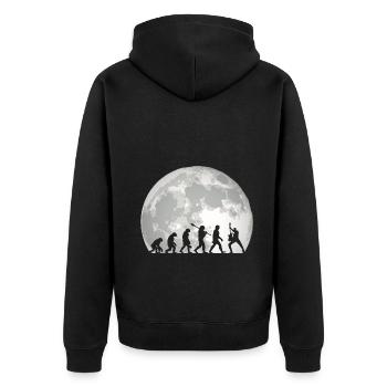 Human Evolution Guitar Band Moon Vintage Guitariste - Veste à capuche bio Premium Unisexe - noir - Dos - Nico (187cm)