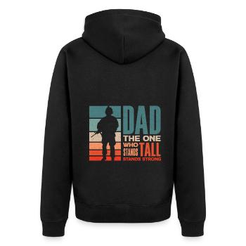 Dad The One Who Stands Tall Stands Strong - Unisex Premium Bio Zip Hoodie - Schwarz - Hinten - Nico (187cm)