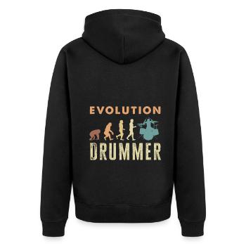 Evolution of man Drums Band Retro Vintage Drummer - Unisex Premium Bio Zip Hoodie - Schwarz - Hinten - Nico (187cm)