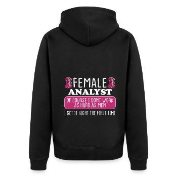 Analyste féminine Bien faire les choses du premier coup - Veste à capuche bio Premium Unisexe - noir - Dos - Nico (187cm)