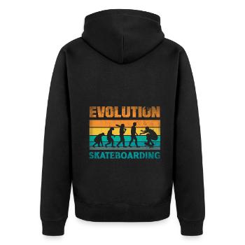 Evolution Skateboarding Skate Retro Streetwear - Unisex Premium Bio Zip Hoodie - Schwarz - Hinten - Nico (187cm)