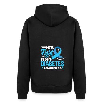 T1D Diabetes Typ 1 Diabetiker Geschenk - Unisex Premium Bio Zip Hoodie - Schwarz - Hinten - Nico (187cm)