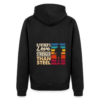 A Father's Love Is Stronger Than Steel Father's - Unisex Premium Bio Zip Hoodie - Schwarz - Hinten - Nico (187cm)