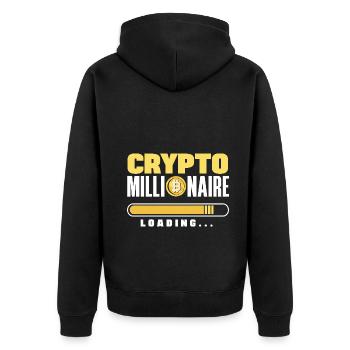 Crypro Millionare Loading Cryptocurrency Trading - Unisex Premium Bio Zip Hoodie - Schwarz - Hinten - Nico (187cm)