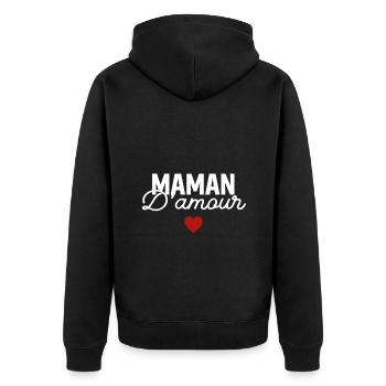 Mama liebt Muttertag - Unisex Premium Bio Zip Hoodie - Schwarz - Hinten - Nico (187cm)