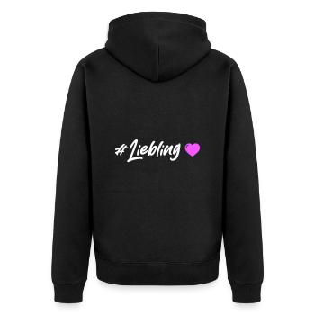 Liebling Herz - Unisex Premium Bio Zip Hoodie - Schwarz - Hinten - Nico (187cm)