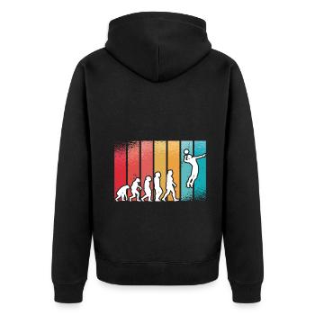 Volleyball Player Sport Retro Evolution - Unisex Premium Bio Zip Hoodie - Schwarz - Hinten - Nico (187cm)