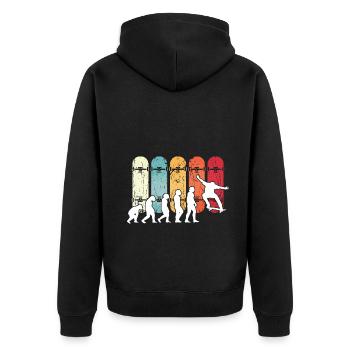 Evolution Skateboarding Skate Retro Streetwear - Unisex Premium Organic Zip Hoodie - black - Back - Nico (187cm)
