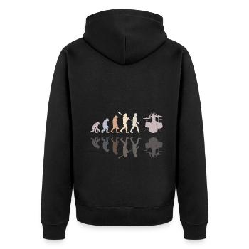 Evolution of man Drums Band Retro Vintage Drummer - Unisex Premium Bio Zip Hoodie - Schwarz - Hinten - Nico (187cm)