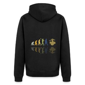 Evolution of man Drums Band Retro Vintage Drummer - Unisex Premium Bio Zip Hoodie - Schwarz - Hinten - Nico (187cm)