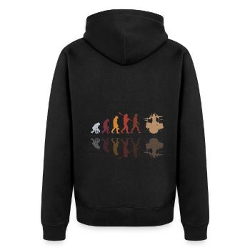 Evolution of man Drums Band Retro Vintage Drummer - Unisex Premium Bio Zip Hoodie - Schwarz - Hinten - Nico (187cm)