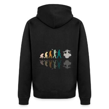 Evolution of man Drums Band Retro Vintage Drummer - Unisex Premium Bio Zip Hoodie - Schwarz - Hinten - Nico (187cm)