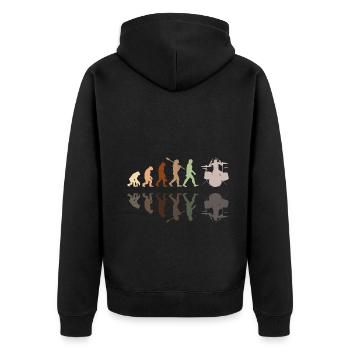 Evolution of man Drums Band Retro Vintage Drummer - Unisex Premium Bio Zip Hoodie - Schwarz - Hinten - Nico (187cm)