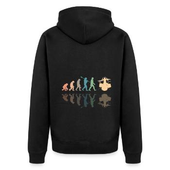 Evolution of man Drums Band Retro Vintage Drummer - Unisex Premium Bio Zip Hoodie - Schwarz - Hinten - Nico (187cm)