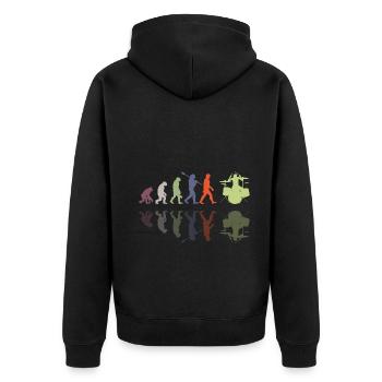Evolution of man Drums Band Retro Vintage Drummer - Unisex Premium Bio Zip Hoodie - Schwarz - Hinten - Nico (187cm)