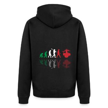 Evolution of man Drums Band Retro Vintage Drummer - Unisex Premium Bio Zip Hoodie - Schwarz - Hinten - Nico (187cm)