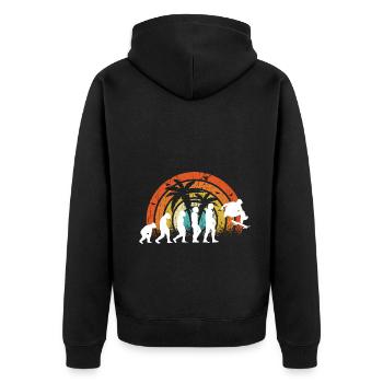 Evolution Skateboarding Skate Retro Streetwear - Unisex Premium Bio Zip Hoodie - Schwarz - Hinten - Nico (187cm)