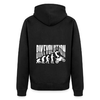 Motorcycle Evolution Vintage Shadow Biker - Unisex Premium Bio Zip Hoodie - Schwarz - Hinten - Nico (187cm)
