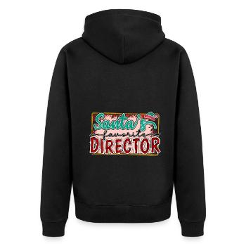 Santa's Favorite Director - Unisex Premium Bio Zip Hoodie - Schwarz - Hinten - Nico (187cm)