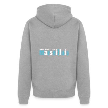 Marseille nous sommes les Marseillais football OM - Veste à capuche bio Premium Unisexe - gris chiné - Dos - Nico (187cm)