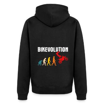 Motorcycle Evolution Vintage Shadow Biker - Unisex Premium Bio Zip Hoodie - Schwarz - Hinten - Nico (187cm)