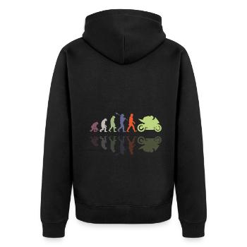 Motorcycle Evolution Vintage Shadow Biker - Unisex Premium Bio Zip Hoodie - Schwarz - Hinten - Nico (187cm)