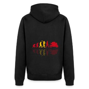 Motorcycle Evolution Vintage Shadow Spain Biker - Unisex Premium Bio Zip Hoodie - Schwarz - Hinten - Nico (187cm)