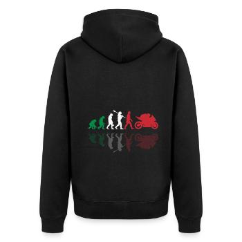 Motorcycle Evolution Vintage Shadow Italy Biker - Unisex Premium Bio Zip Hoodie - Schwarz - Hinten - Nico (187cm)
