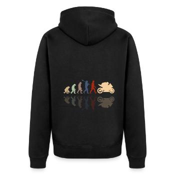 Motorcycle Evolution Vintage Shadow Biker - Unisex Premium Bio Zip Hoodie - Schwarz - Hinten - Nico (187cm)