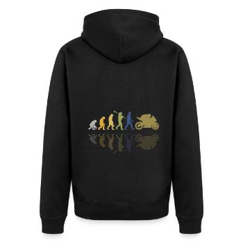 Motorcycle Evolution Vintage Shadow Biker - Unisex Premium Bio Zip Hoodie - Schwarz - Hinten - Nico (187cm)