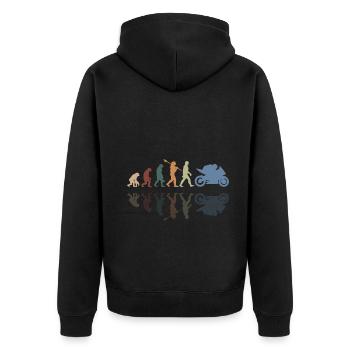 Motorcycle Evolution Vintage Shadow Biker - Unisex Premium Bio Zip Hoodie - Schwarz - Hinten - Nico (187cm)
