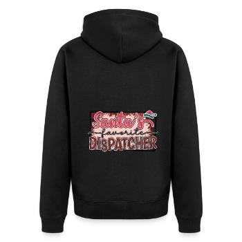 Santa's Favorite Dispatcher - Unisex Premium Bio Zip Hoodie - Schwarz - Hinten - Nico (187cm)