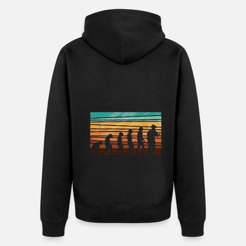 Evolution Feuerwehr Retro Feuerwehrmann Beruf - Unisex Premium Bio Zip Hoodie - Schwarz