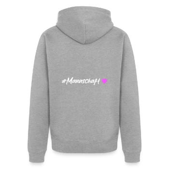 Mannschaft Herz - Unisex Premium Bio Zip Hoodie - Grau meliert - Hinten - Nico (187cm)