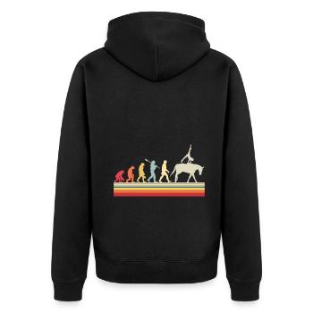 Equestrian Vaulting Evolution Horseback Riding - Unisex Premium Bio Zip Hoodie - Schwarz - Hinten - Nico (187cm)