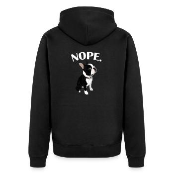 Boston Terrier - Unisex Premium Bio Zip Hoodie - Schwarz - Hinten - Nico (187cm)
