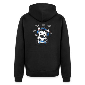 Zebra - Unisex Premium Bio Zip Hoodie - Schwarz - Hinten - Nico (187cm)