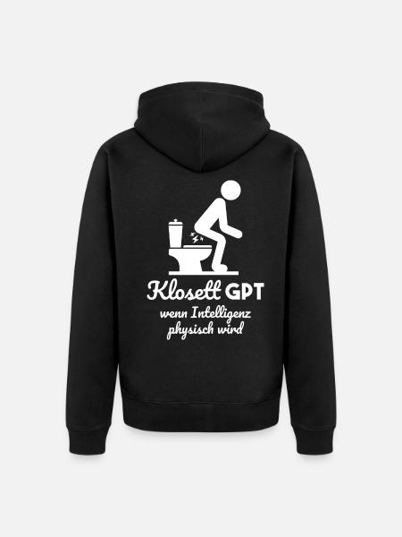 Klo GPT Spruch Geschenk - Unisex Premium Bio Zip Hoodie - Schwarz